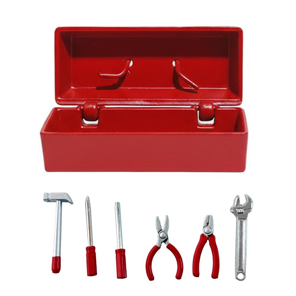 

1:12 Scale Dollhouse Toolbox Multi-Color With Storage Box Miniature Toolbox Screwdriver Red Handle Dolls Accessories
