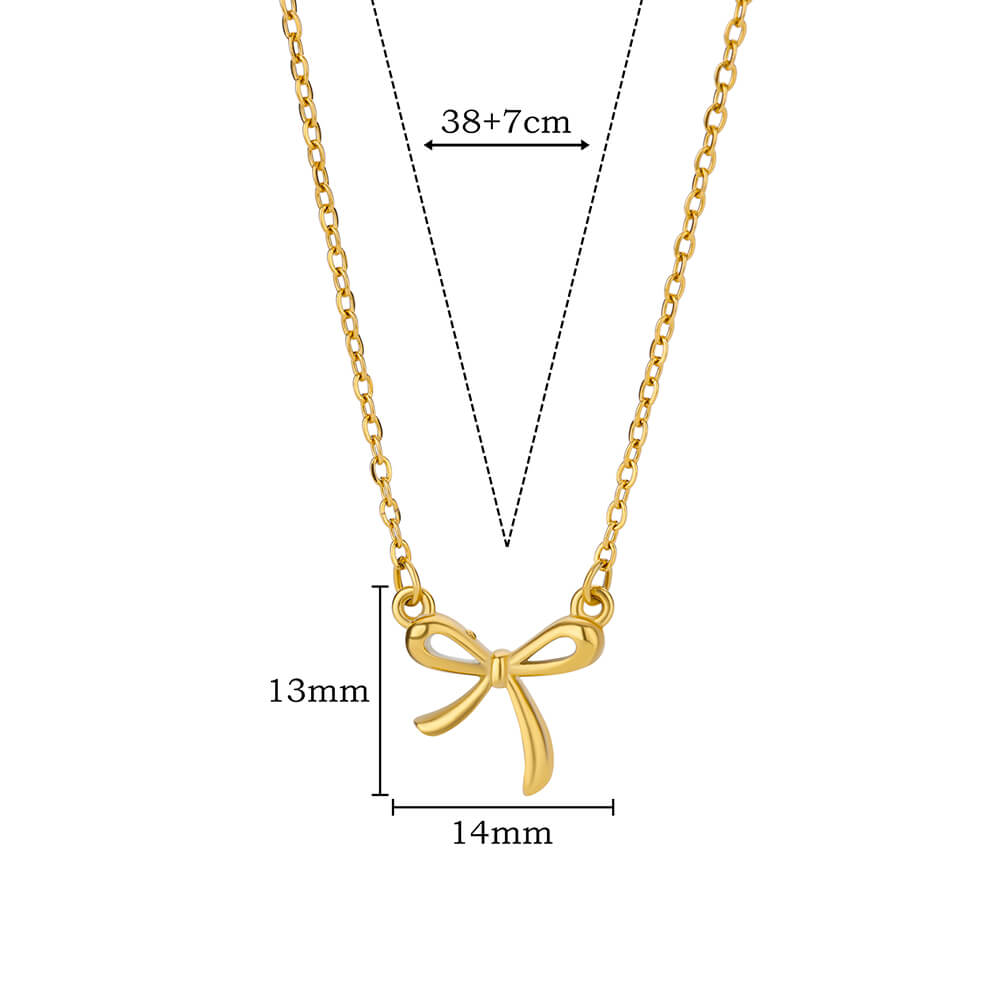 Stainless Steel Bowknot Lucky Necklace for Women Gold Color Korean Necklaces Female Aesthetic Zircon Accessories Free Gift