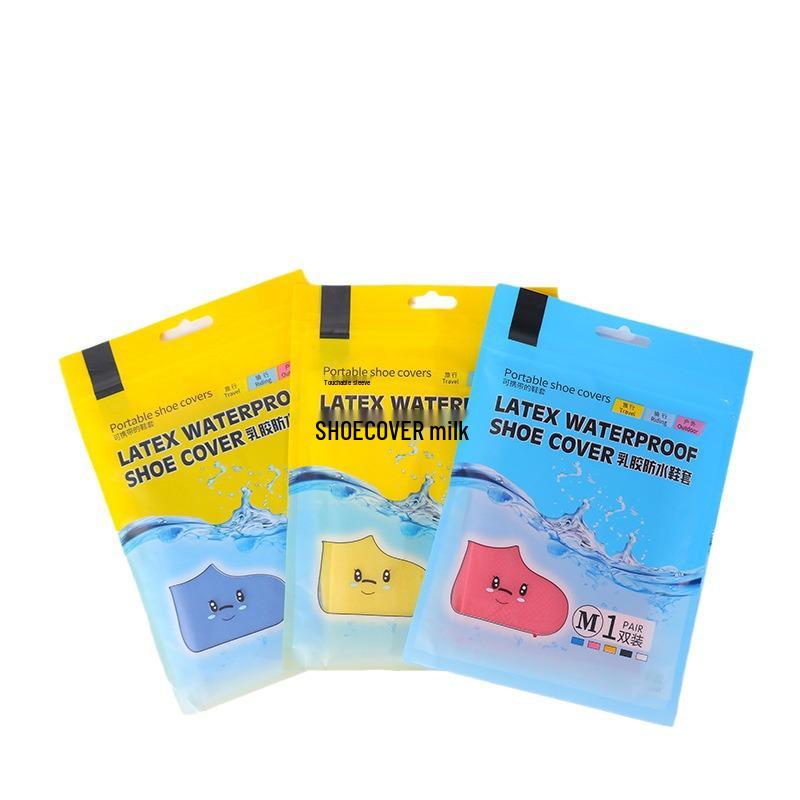 Mid-Calf Waterproof Latex Rain Shoe Covers with Non-Slip Sole – Thick, Elastic, and Portable