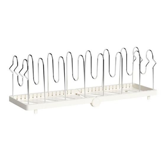 Pot Rack Stainless Steel Divider Expandable Design Adjustable Lid Organizer Kitchen Cabinet Storage Rack Pot Lid Holder