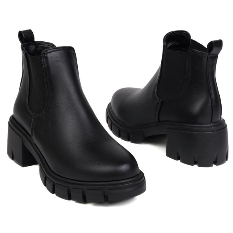Black Women's Ankle Boots Autumn Winter 2025 Short Boot Shoes Red Block Low Heels Party Footwear Shoes Large Size Brand Designer