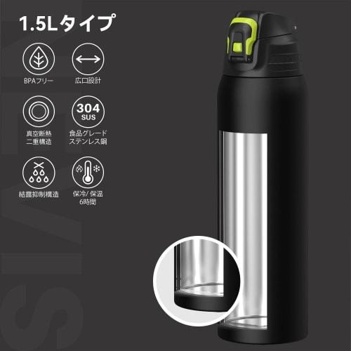 SANTECO 1.5 Liter Thermos 1500ML Stainless Steel Water Bottle, Vacuum Insulated, Perfect for Sports, Keeps Cold or Hot, Easy To Clean, Direct Drink Co