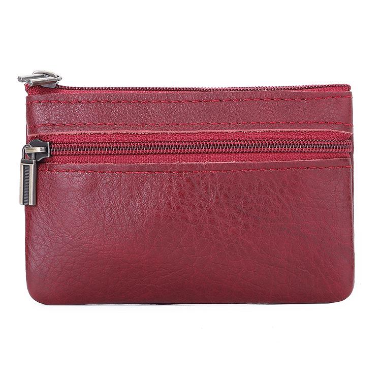 Women's Leather Coin Purse & Card Holder - Crazy Horse Leather Zippered Key Bag, Wear-Resistant Backpack Coin Storage
