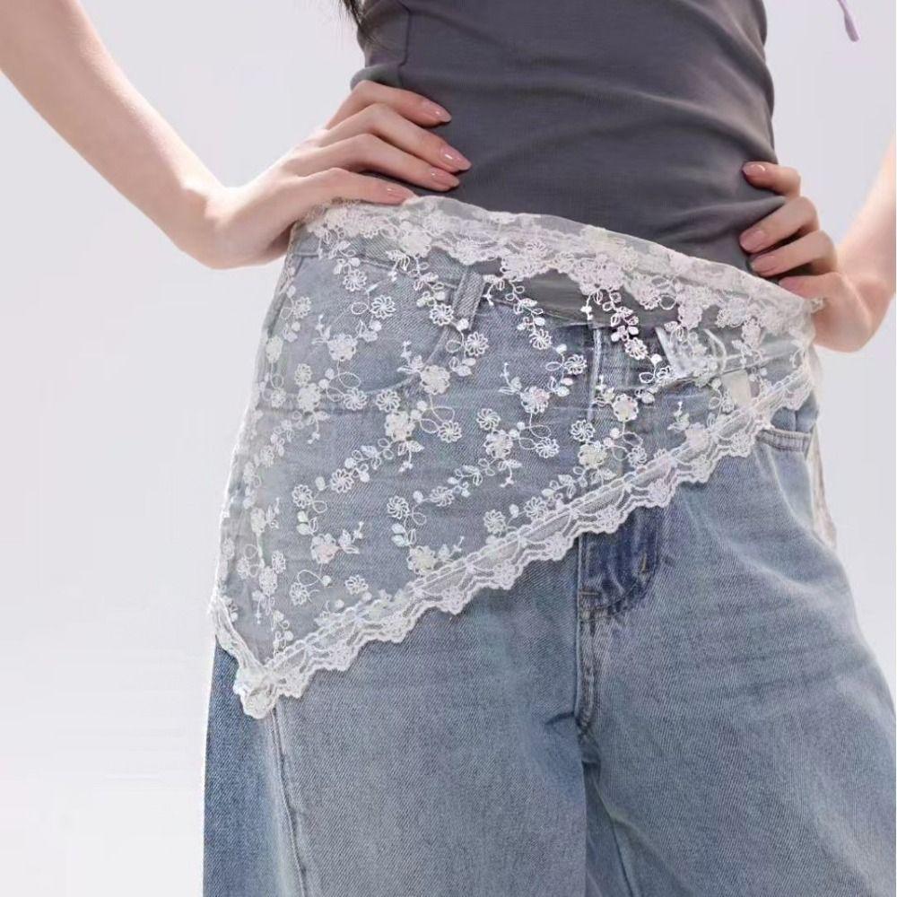 Floral Printed Lace Triangle Scarf Ethnic Style Embroidered Flower Scarves Lace Headband  Travel