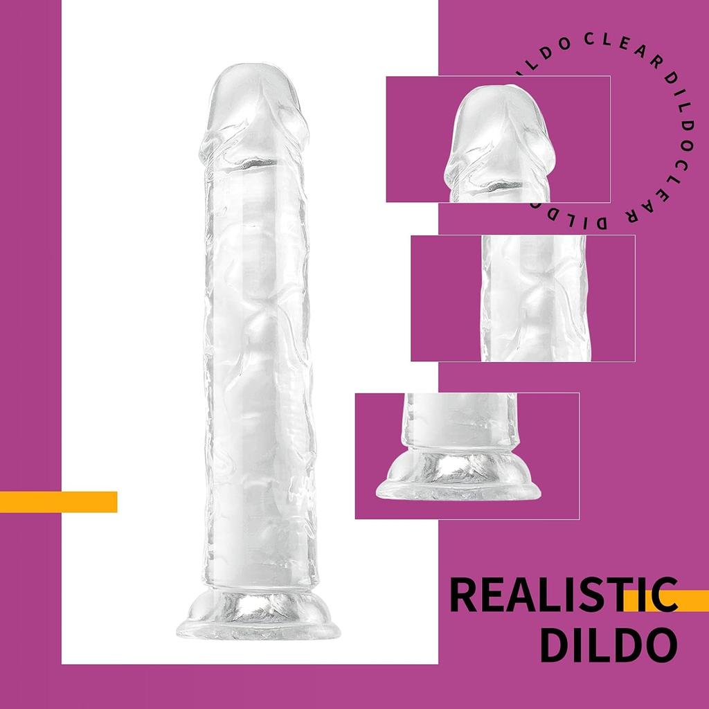 MoDi Realistic Dildo for Women Beginner Clear Dildo with Strong Suction Cup Hands-Free Play for Adult Sex Masturbator G Spot