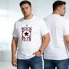 220g Heavyweight Cotton Men's T-Shirt Rock Star Print Plus Size Multi-color Casual Round Neck Tee