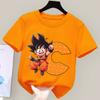 Dragon Ball Goku T-shirt for Children Cartoon A-Z Letters Tee Top Boys Girls Orange Clothes New Kids Short Sleeve Clothing Gift