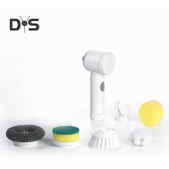Electric Spin Brush Cordless High Torque Handheld Rotary Brush Tub Shower Tile Floor Scrubber with 5 Replaceable Heads
