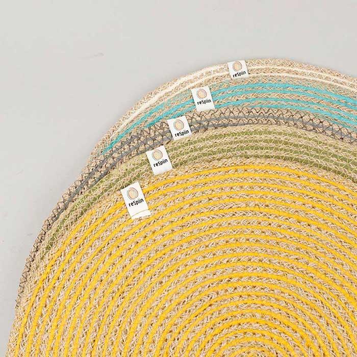 Covoraș de masă rotund spiralat din iută - natural/gri