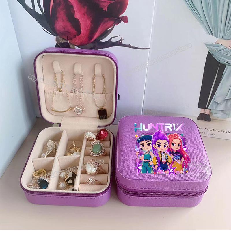 Wysokiej Jakości KPop Łowcy Demonów Pudełko na Biżuterię Organizer na Kolczyki, Naszyjniki, Pierścionki dla Kobiet Mini Organizer na Biżuterię Podróżny Pudełka Ekspozycyjne