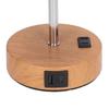 Touch Control Table Lamp Metal and Cloth USB Charging Three Gear LED Nightstand Lamp with Wood Grain Base for Bedroom  