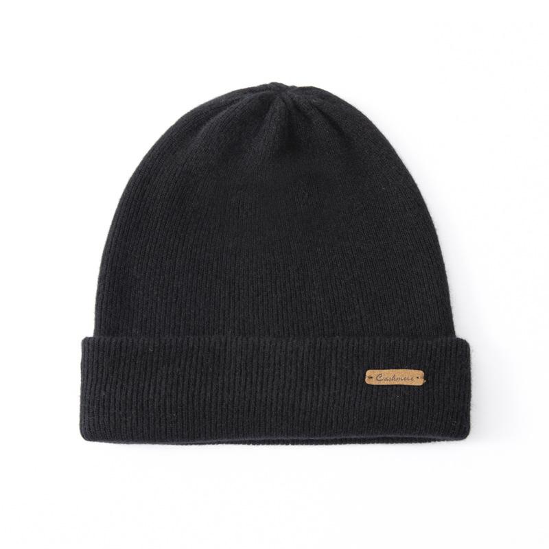 

Чистый кашемир Осень и зима Новая мужская и женская Двухслойная с отворотом Бесшовная Утолщенная носочная часть Шерстяная вязаная шапка One size