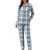 Conjunto de Ropa de Casa Casual para Mujer con Estampado de Cuadros y Parches, de Manga Larga