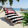 Pink Flamingo on Striped Background Beach Towel Quick-drying for Travel Outdoor Sports Jogging Beach and Swimming