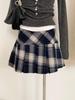 2025 Autumn/Winter Red Plaid Wool High-Waisted Pleated Skirt with Anti-Exposure Feature