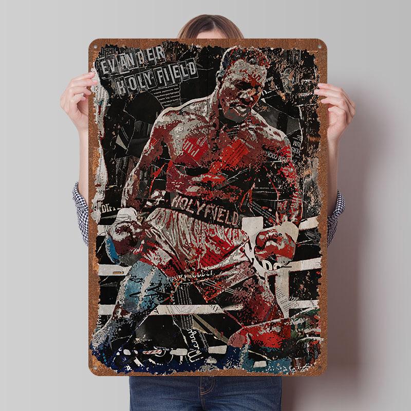 Evander Holyfield Boxer Metal Posters Custom Vintage Metal Signs Wall Art Tin Plaque for Man Cave Home Deco Bedroom Decoration