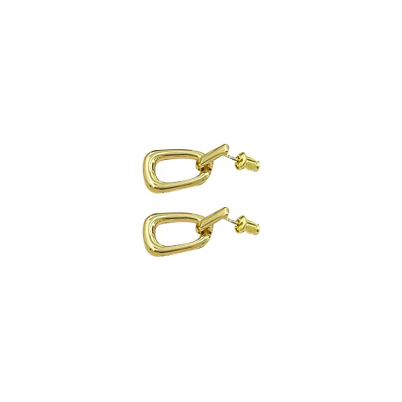 Retro Square Metal Hoop Earrings for Women - European & American Style, Versatile Minimalist Design, Cold Chic Temperament.