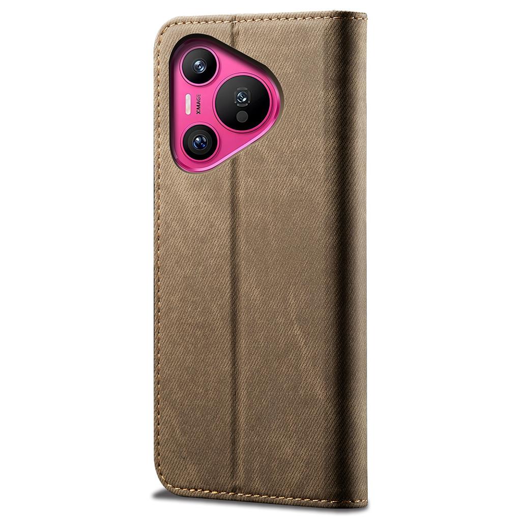 Für Huawei Pura 70 Pro/Pura 70 Pro+ Hülle Leder Brieftasche Handyhülle Jeansstoff Textur