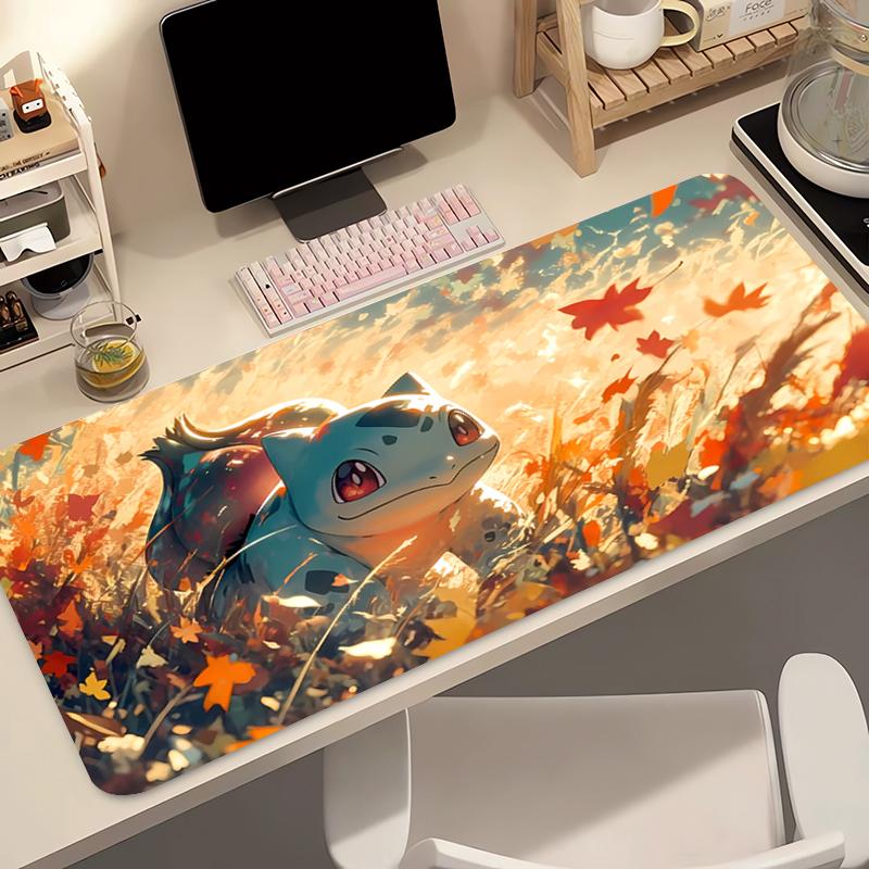 Anime Mouse Pad Pokemon Bulbasaur Large Big Computer Gamer Kawaii Gaming Accessories Mousepad Keyboard Desk Mat Carpet Table Pad