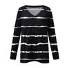 Women's Long Sleeved T-shirt V-neck Tie Dyed Floral Stripe Print Casual Top