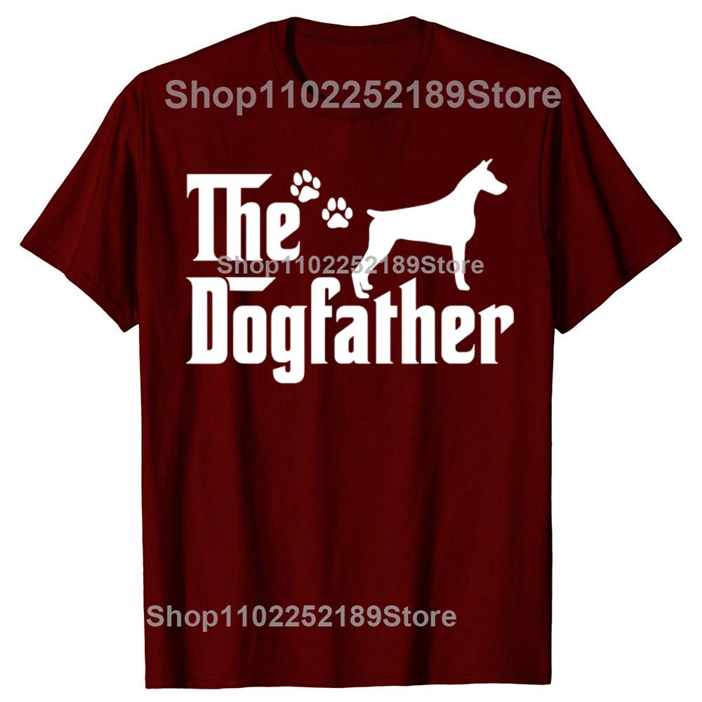 Lustig Der Pate Vatertag Papa Hund Dobermann T-Shirts Herren Damenmode Lässiges T-Shirt 100% Baumwolle Lockeres Übergroßes T-Shirt