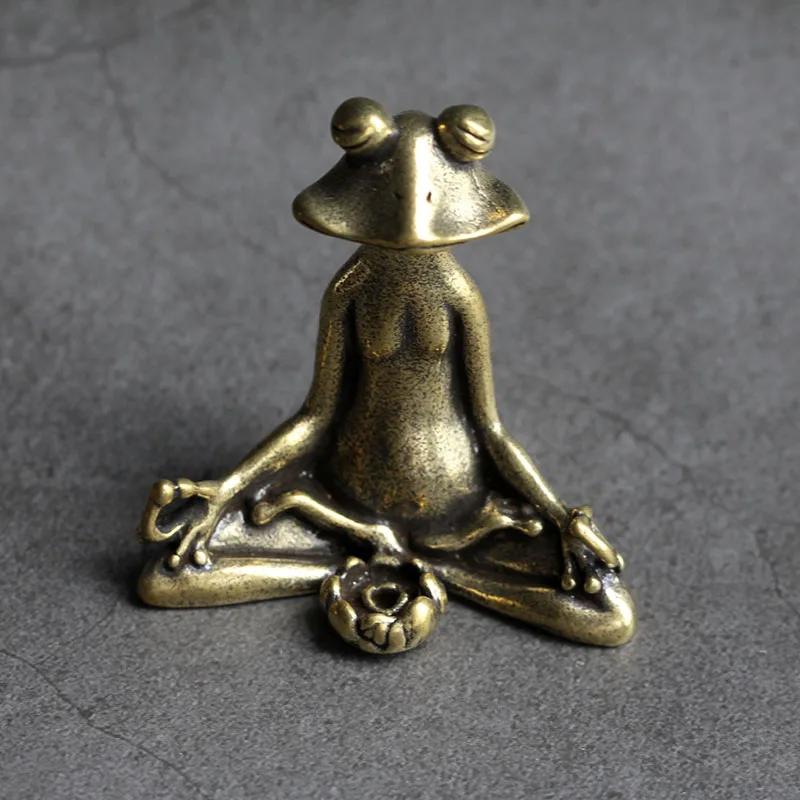 1pc Antique Meditation Zen Frog Statue Ornament Animal Sculpture Incense Burner Home Desk Decoration Tea Pet