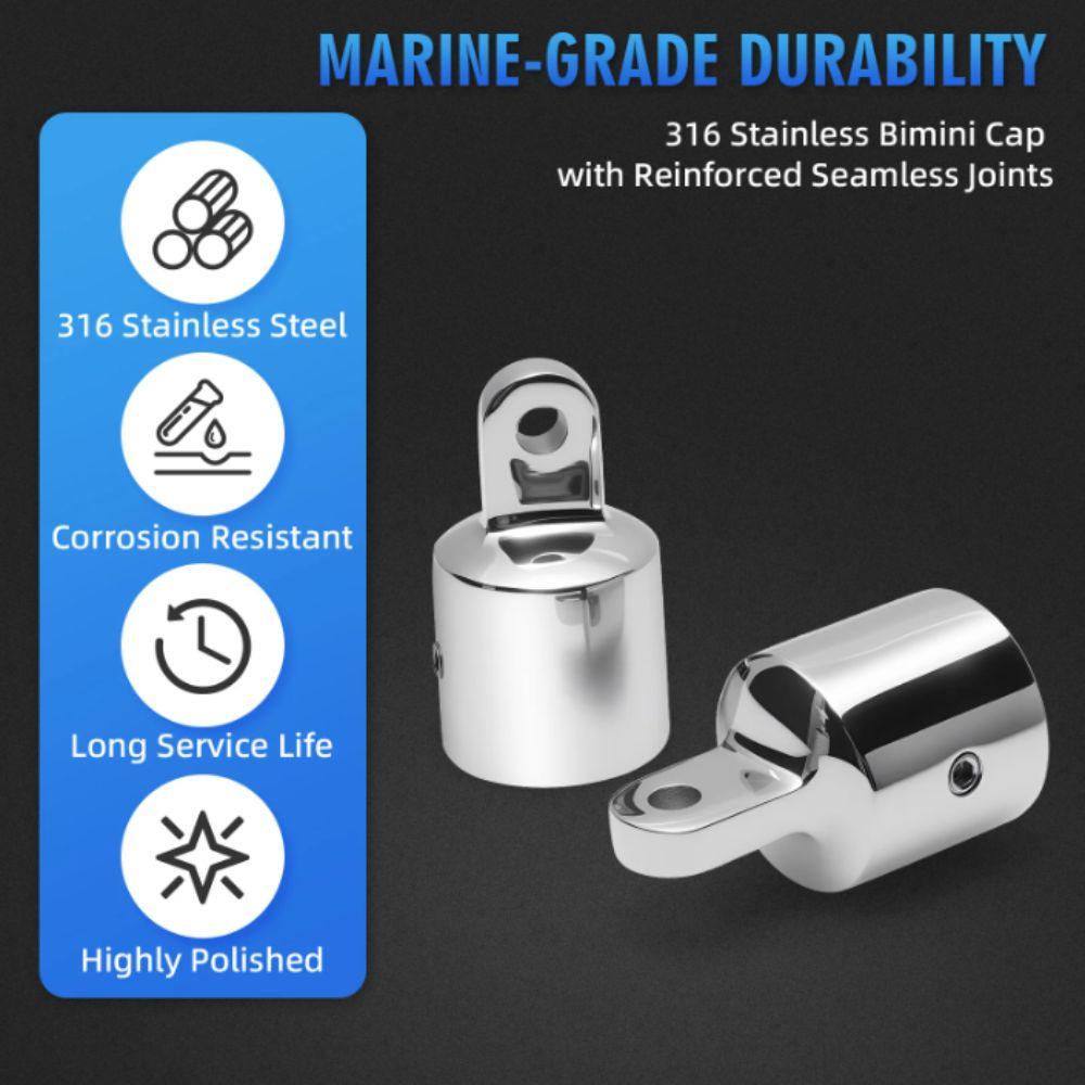 316 Stainless Steel Deck Hinge Slide Cap 22mm Pipe External Eye End Boat Accessories