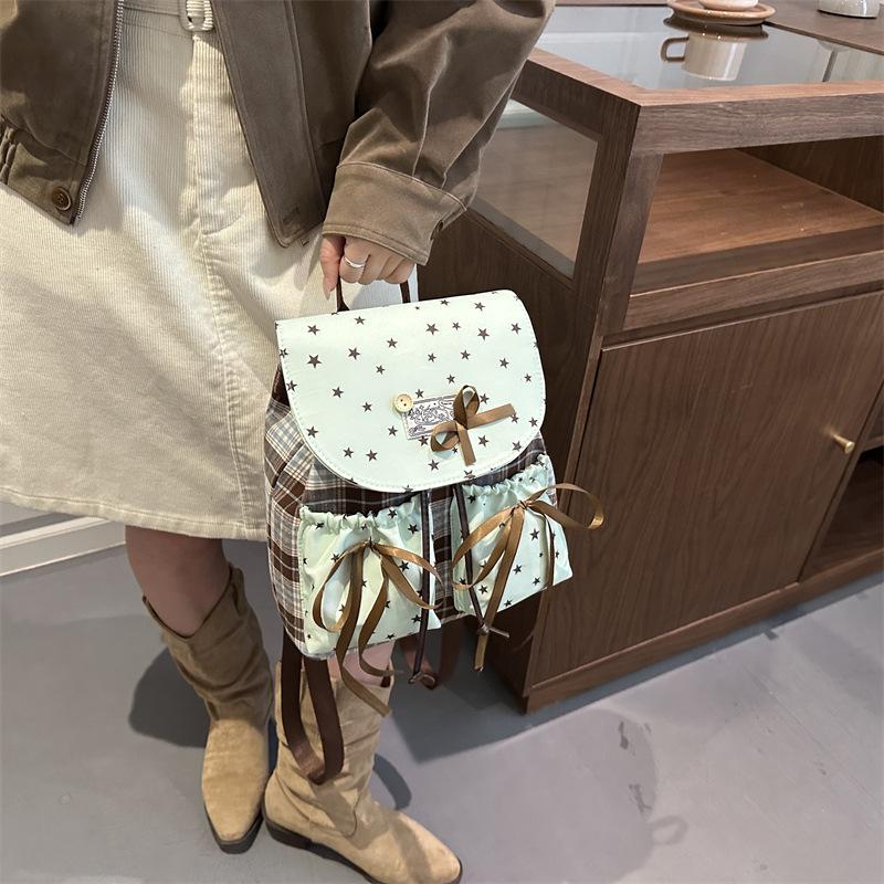 Schoolbag Mint Green Cute Bow Small Backpack Fashion Versatile Trend Simple Handheld Student Small Backpack Wholesale