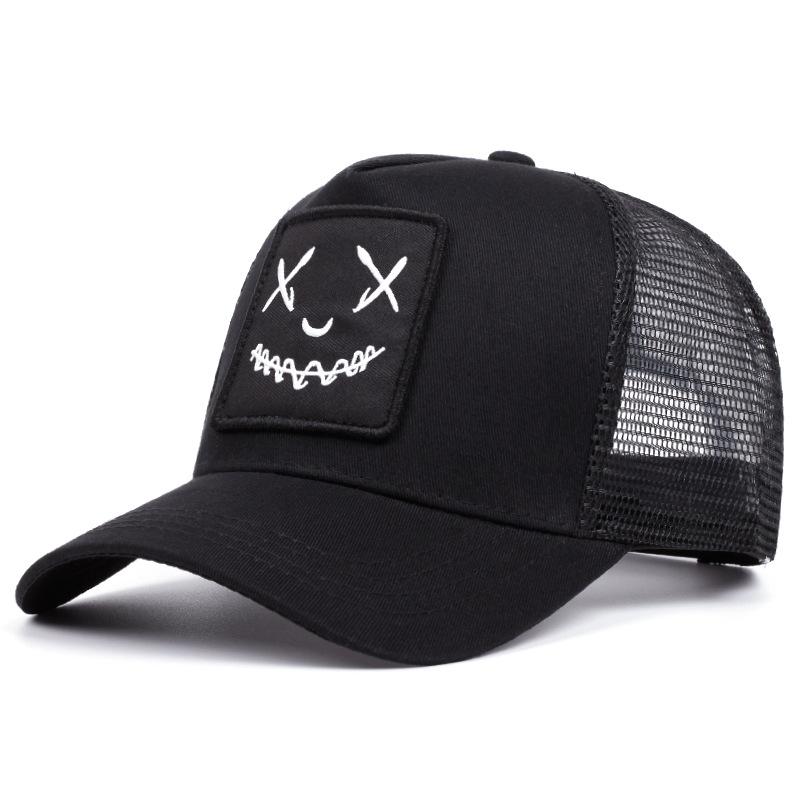 New Embroidered Smiley Baseball Hat Four Seasons Versatile Sun Hat Peaked Cap