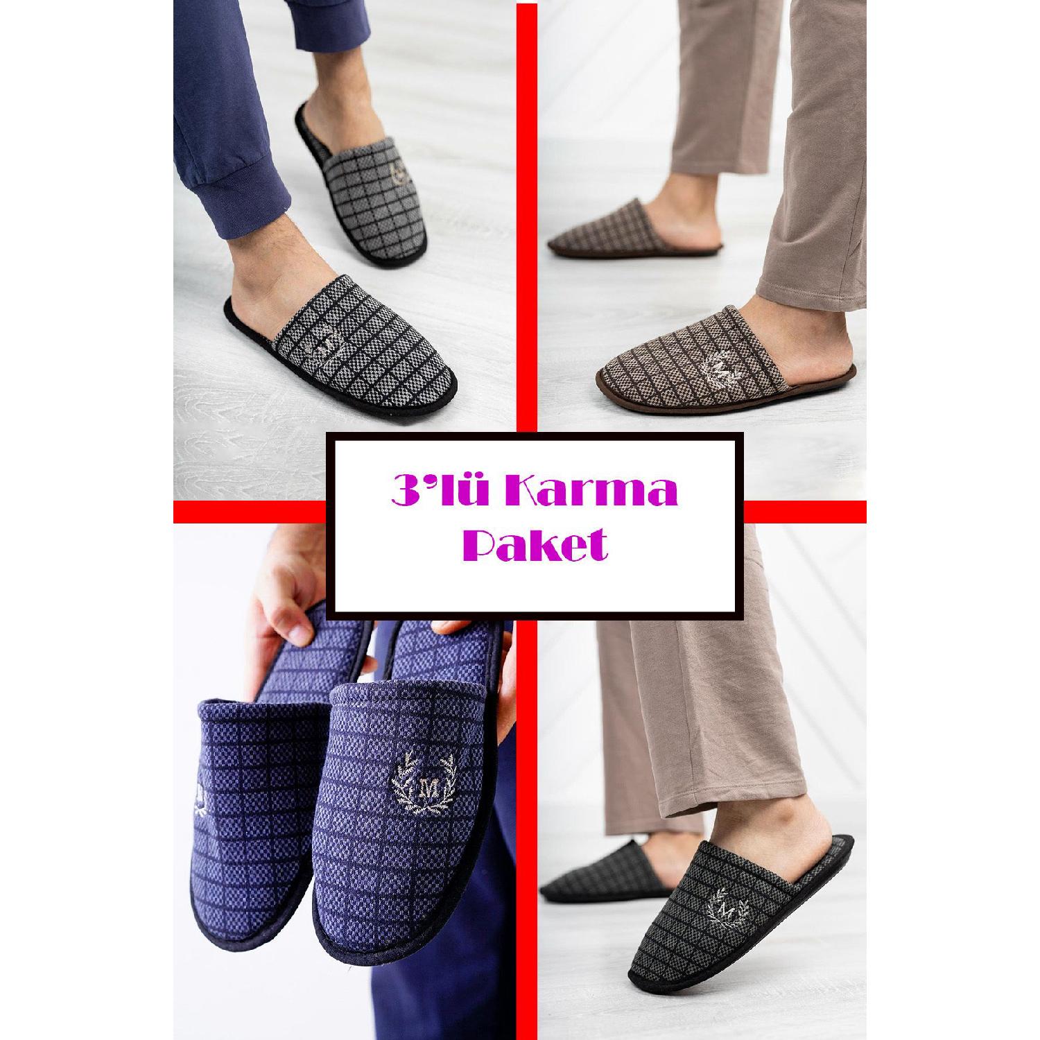 

Pack Of 3 Men s Home Slippers Dowry Bundle Set Winter Slippers No Sound Lightweight Sole Mixed Color Men 41