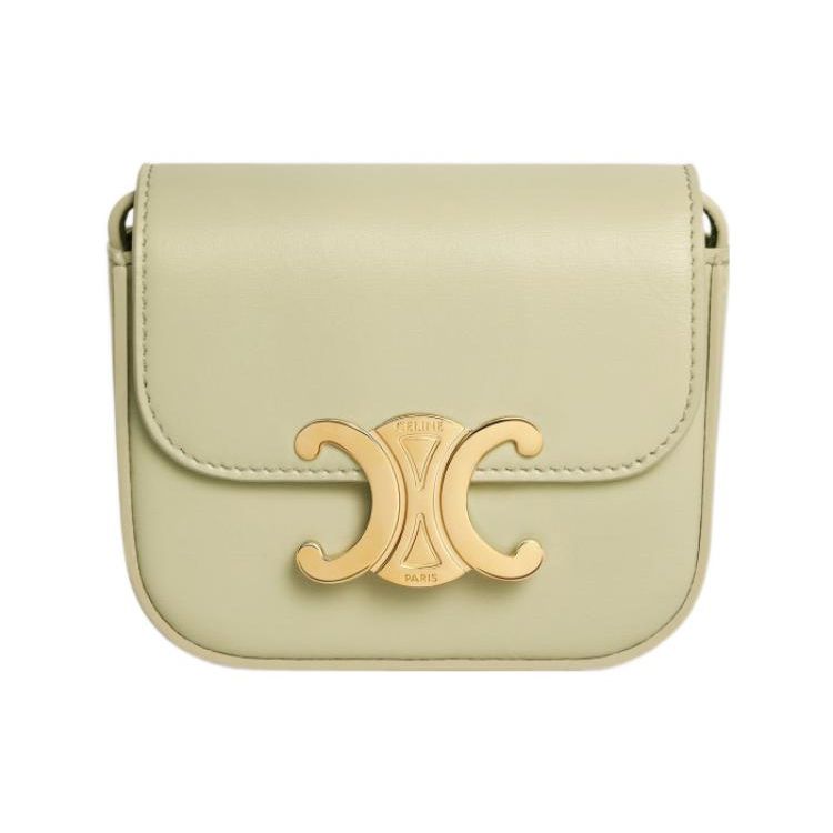 Celine Claude Arc De Triomphe Snap Closure Detachable Adjustable Shoulder Strap Mini Shoulder Crossbody Bag Women Bags Almond-Green 10I513DPV-29AG