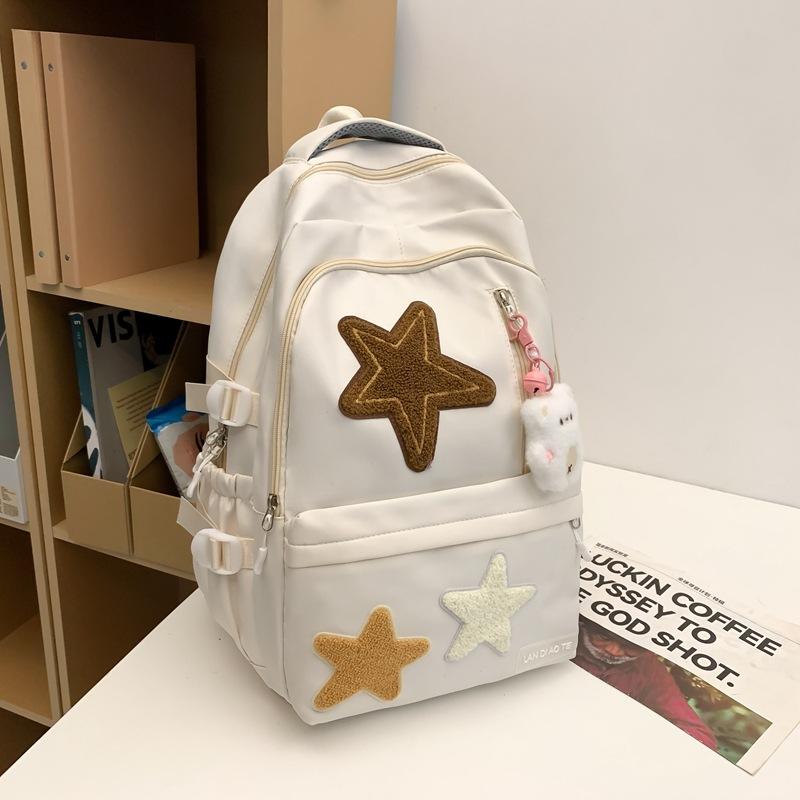 American Retro Schoolbag Female College Student Cute Star Backpack Large Capacity Junior High School Student Travel Backpack Tide