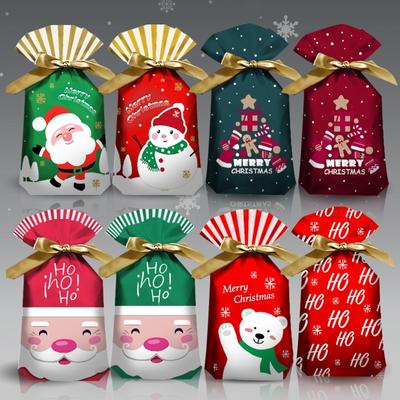 5Pcs Neue Jahr Weihnachten Süßigkeiten Verpackung Santa Geschenk Tasche Weihnachten Kunststoff Tasche Weihnachten Dekorationen für Home Navidad