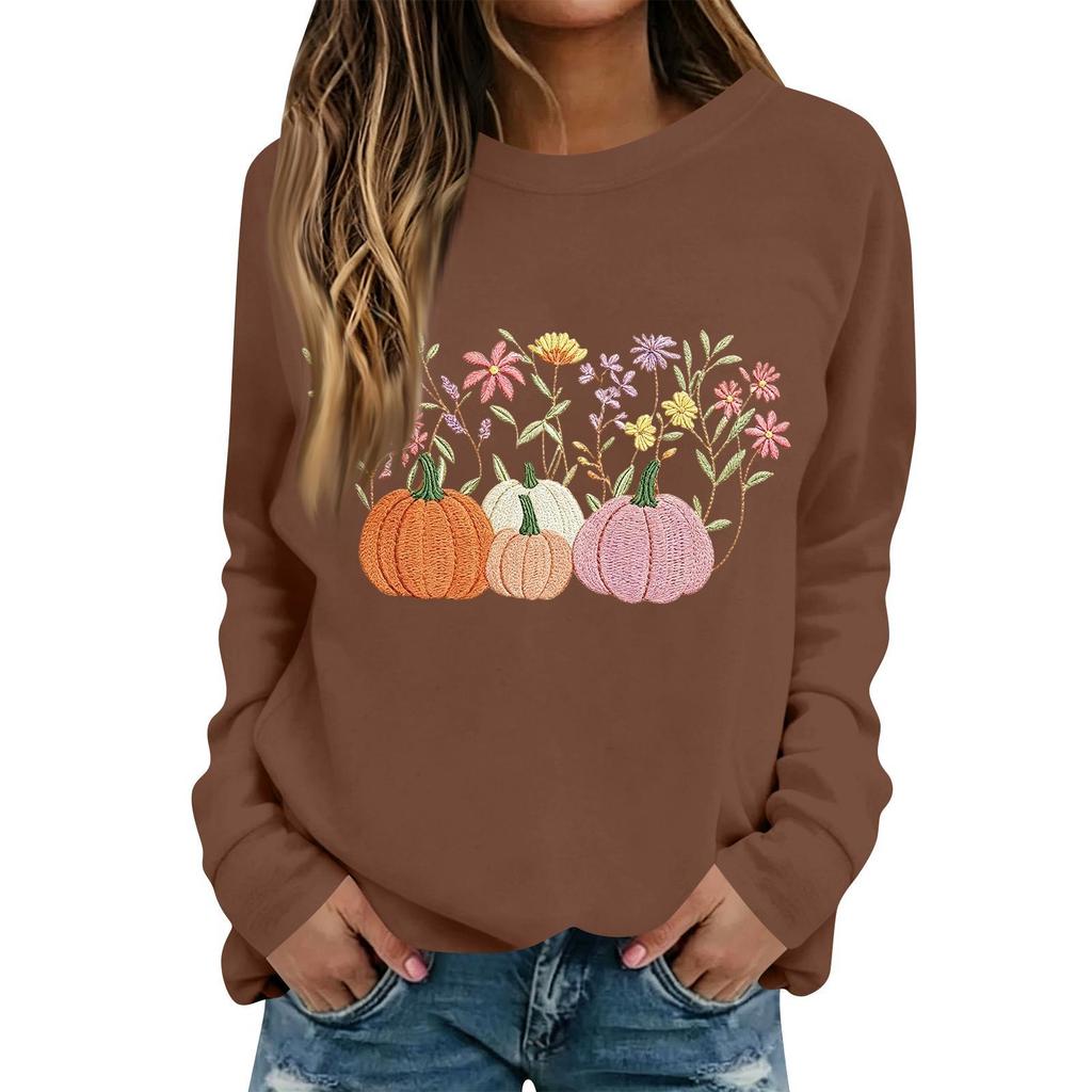 Women's Halloween Print Long Sleeve Neck Casual Top