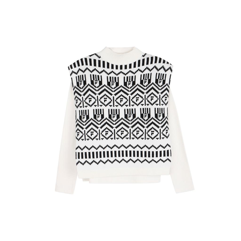 Fila Casual Crew Neck Pullover Sweater Women sweater White F11W344409F-IV