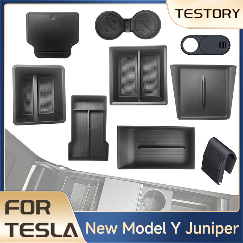 For Tesla Model Y Juniper 2025-2026 Accessories Center Console Storage Box Wireless Charging Pad Cup Holder Camera Privacy Cover