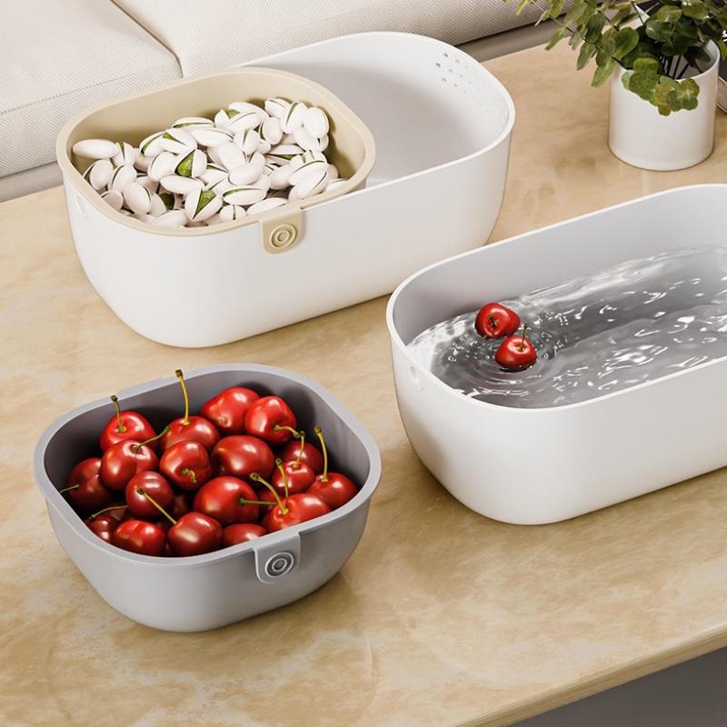 Double-Layer Snack Fruit Food Storage Box Household Fruit Plate Drain Tray Special Storage Basket For Lazy People