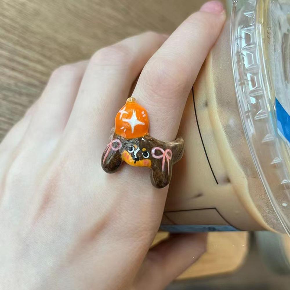 Cartoon Childlike Cute Enamel Drip Glaze Cat Ring Niche Design Girl Heart Versatile Animal Student Ring