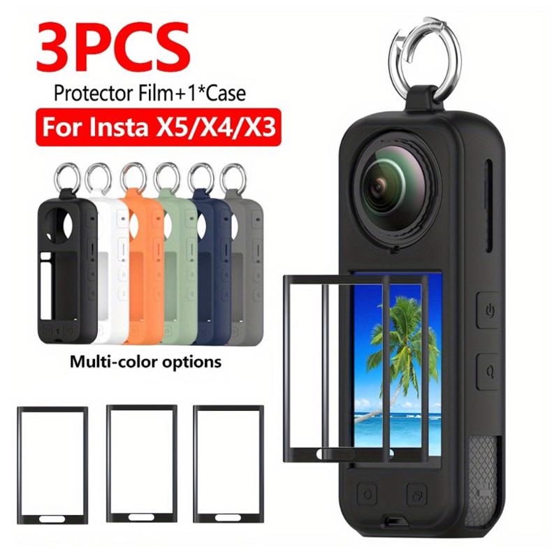 3Pcs Screen Protector Film+ 1Pcs Silicone Shell for Insta360 X5/X4/X3 Protector Anti-scratch