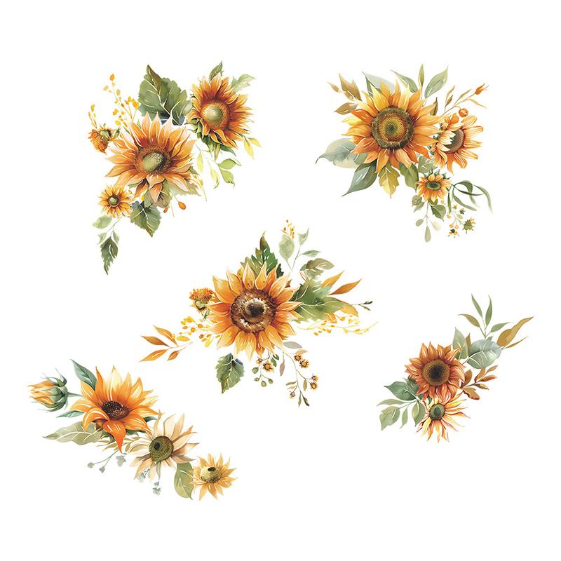 Small Fresh Yellow Sunflower Wall Sticker Bedroom Living Room Cabinet Mirror Decoration Sticker