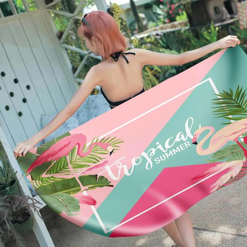 Summer Tropical Animal Beach Towel Flamingo Bird Bath Towel Sport Travel Gym Yoga Spa Towels Microfiber Quick Dry Swimming Cover