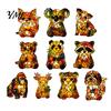 Pastoral Style Study Table Lamp Vintage Stained Glass Desk Lamp, Cute Animal Night Light, Decorative Bedroom Bedside Decor Ornament Reading