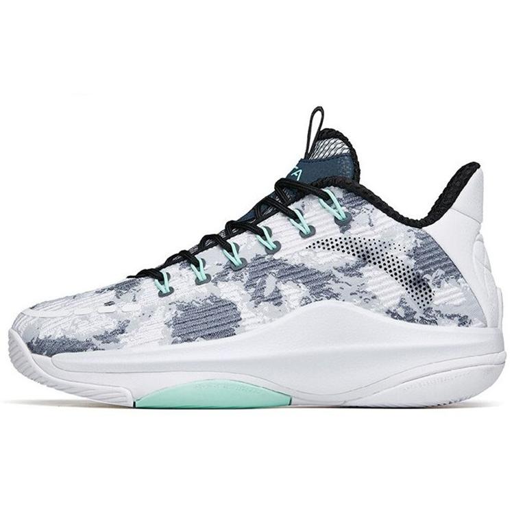 New Anta Anti Slip Wear Resistant Mid Top Performance Basketball Shoes Men's Gray White 112211605-1