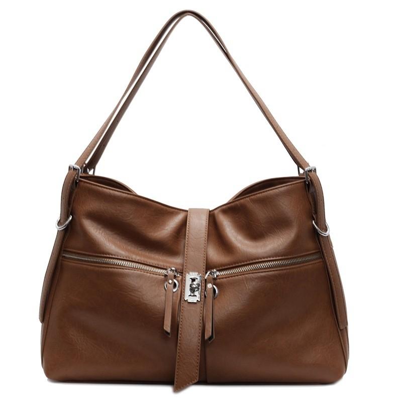 Chic Retro Large Tote Bag For Women In Black Brown Or Coffee Stylish Versatile Design For Fall And Winter