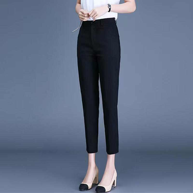 

Petite Women s High-Waisted Split Hem Cropped Blazer Pants - Summer Thin Style, Casual Straight Leg 28: 101-111 lbs