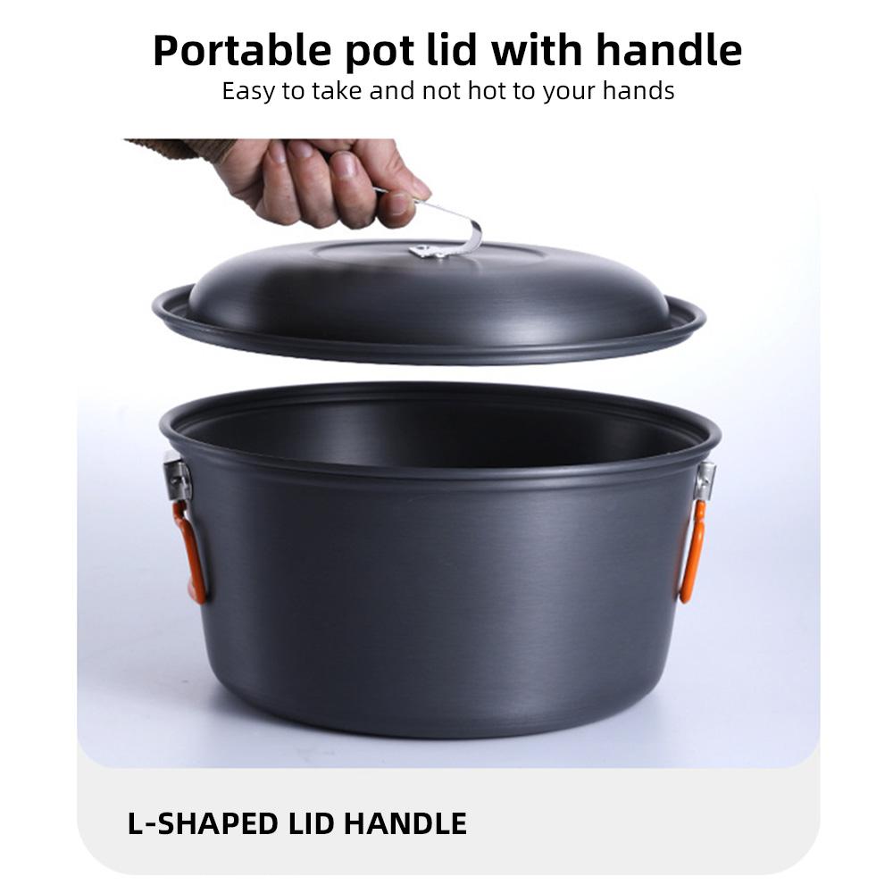 Camping Cook Pot Alumina Suspending Pot with Lid Ultralight Stockpot with Two Foldable Handles