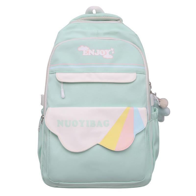 

Junior High School Schoolbag Women s Large Capacity Travel Backpack Lightweight Backpack зелений