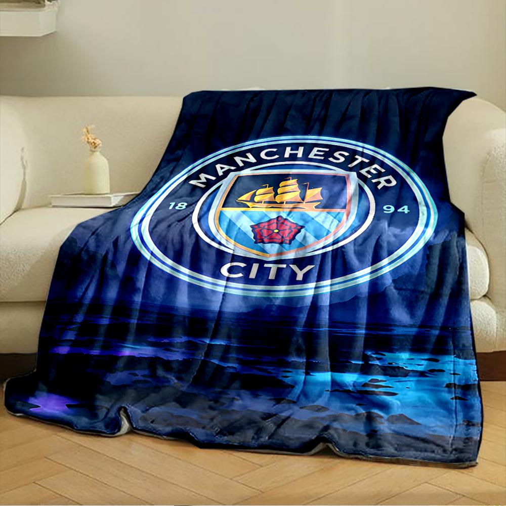Manchester City Designed Flannel blanket for bedroom, living room, sofa, and nap