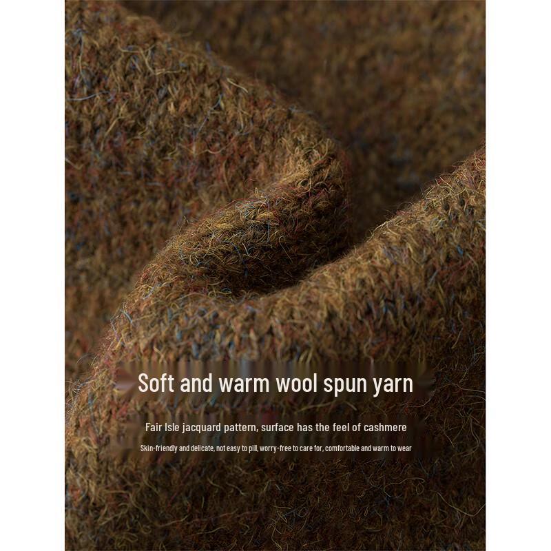 INMAN Women's Fair Isle Jacquard Cardigan Sweater