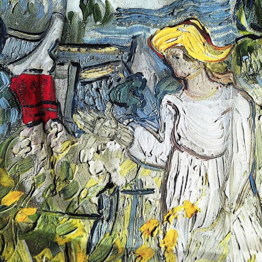 Ölgemälde Äußerer Kleiner Schal Seidenschal Frühling und Herbst Dünn Vielseitig 90cm Quadrat Mode Kunst Ausländischer Stil